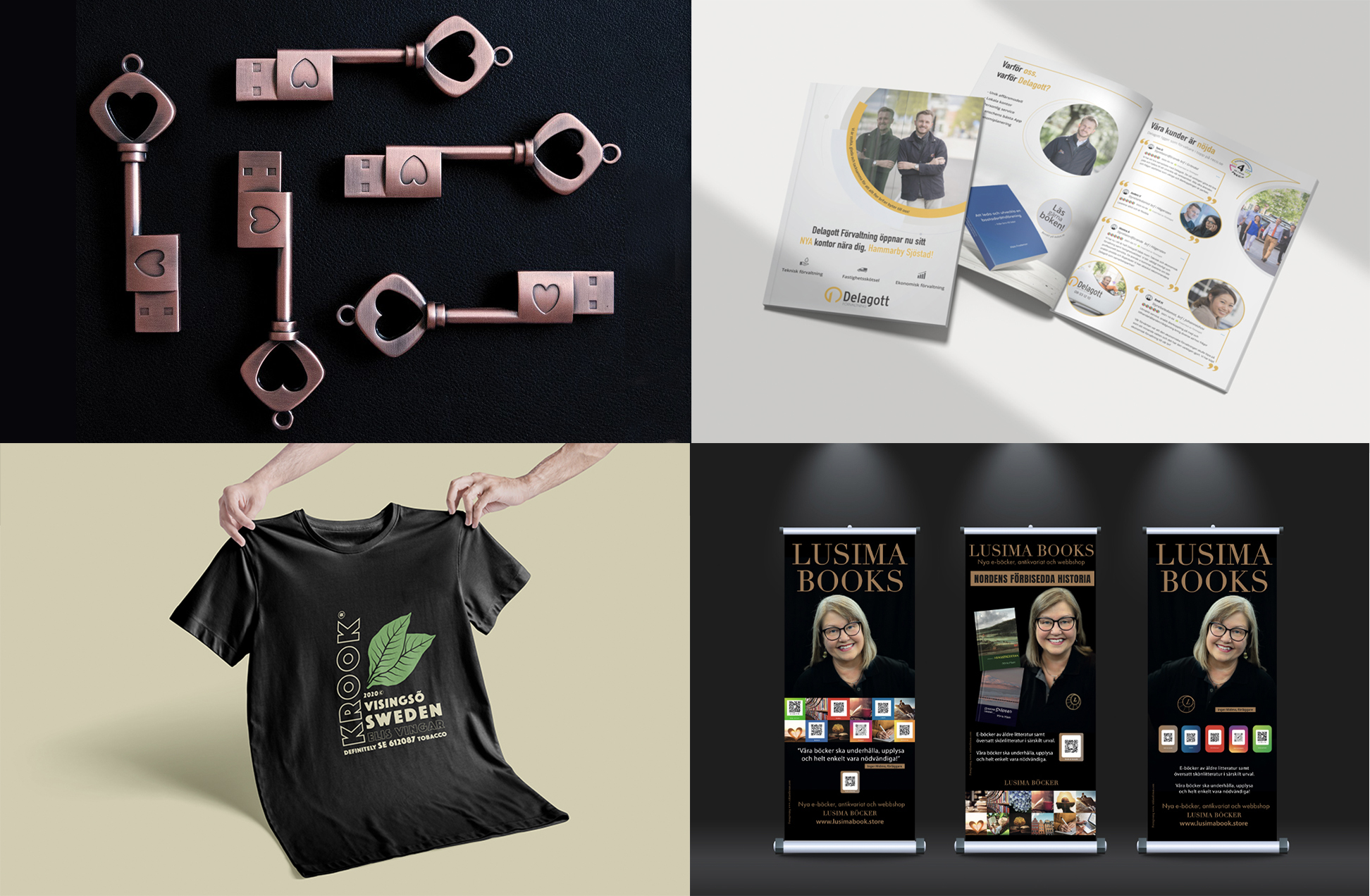 rollups, usb-minnen, tryck på kläder, foldrar